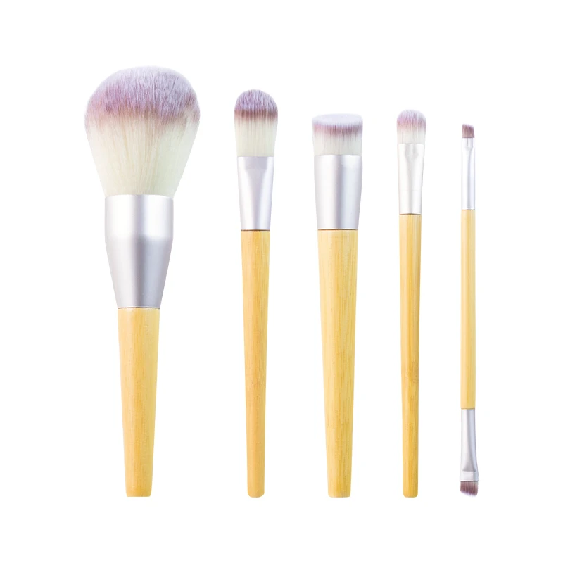 Juego de brochas de maquillaje ecol&oacute;gicas de 5 piezas