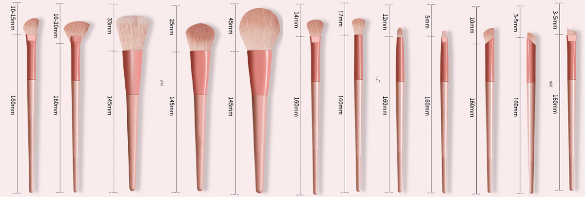Juego de brochas de maquillaje personalizado de 12 piezas